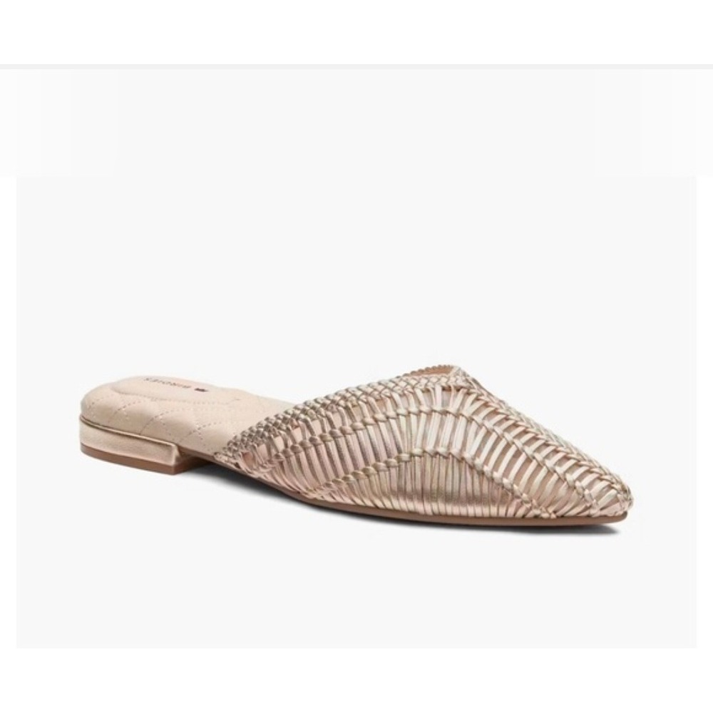 Birdies The D'Orsay Champagne Gold Woven Leather Mules Flats Mens 9.5
